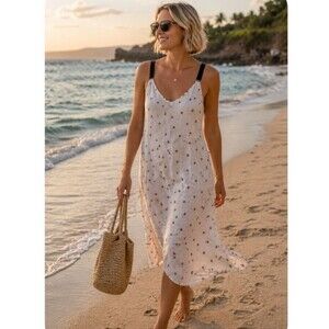 Rag & Bone White Zoe Floral Slip Dress Small 90s Bohemian Coastal Granddaughter